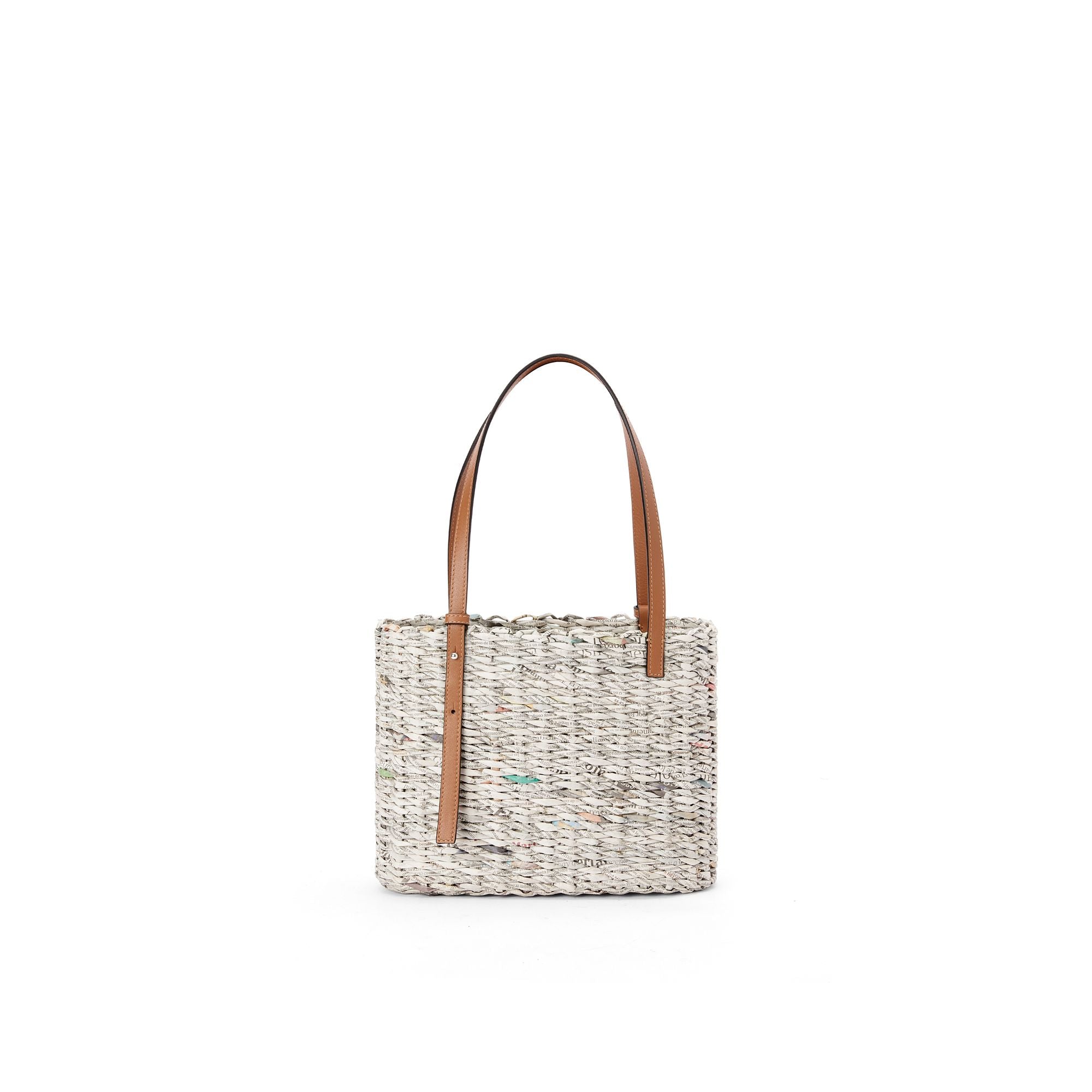 Women Square Basket Small Bag - Tan/Multicolor