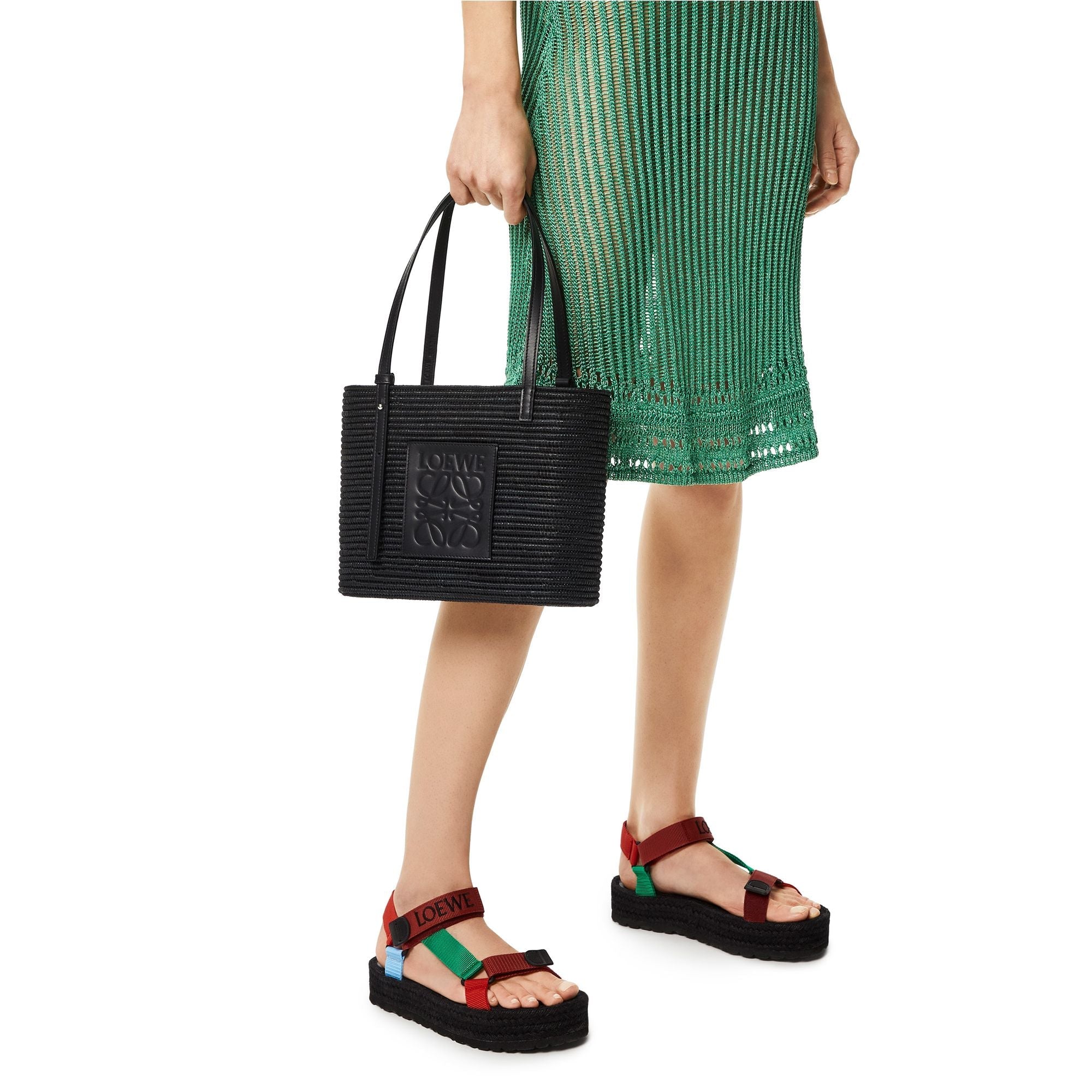 Women Square Basket Small Bag - Black/Black