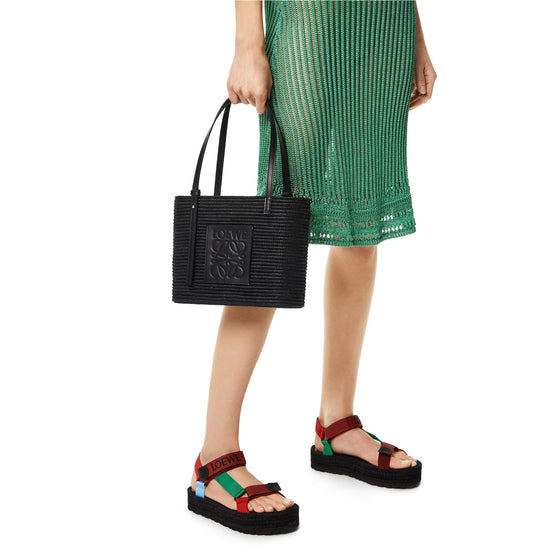 Women Square Basket Small Bag - Black/Black