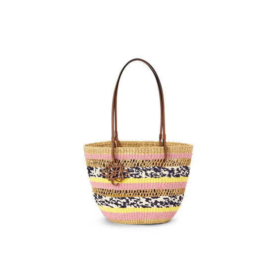 Women Basket Tote - Natural/Pink Tulip