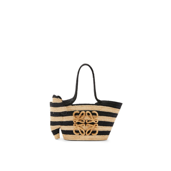 Women Elephant Basket Stripes Small - Natural/Black