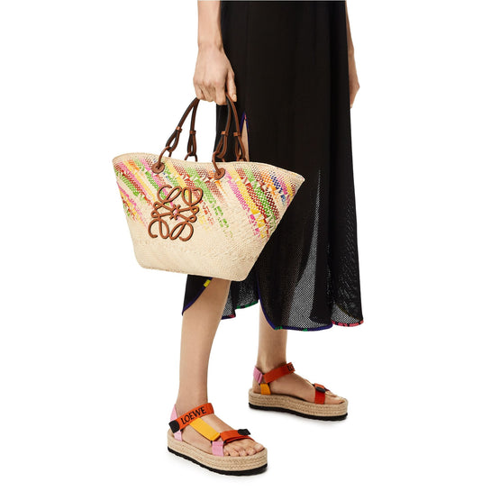 Women Anagram Basket Rainbow Bag - Multicolor/Tan