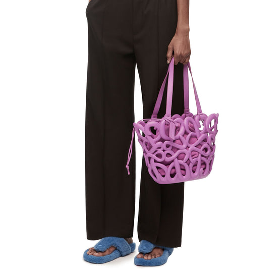 Women Anagram Inflated Basket Bag - Rockrose