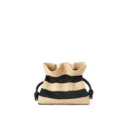 Women Flamenco Clutch Stripes Bag - Natural/Black