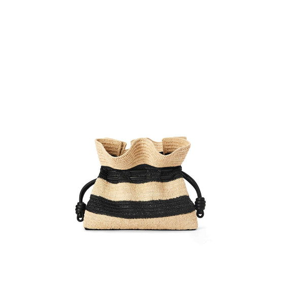 Women Flamenco Clutch Stripes Bag - Natural/Black
