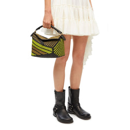Women Puzzle Edge Small Stripes - Anise/Olive