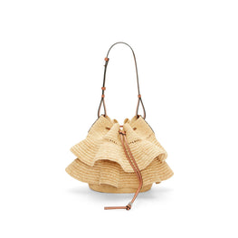 Women Balloon Ruffles Bag - Natural/Tan