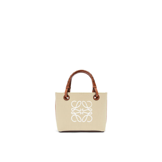 Women Anagram Tote Mini Bag - Ecru/Tan