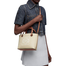 Women Anagram Tote Mini Bag - Ecru/Tan