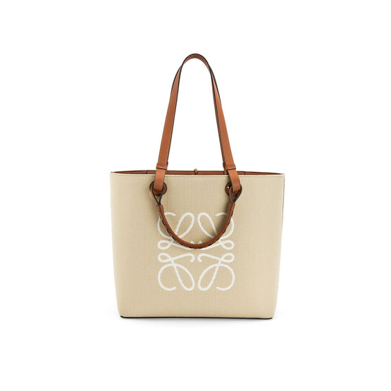 Women Anagram Tote Bag - Ecru/Tan
