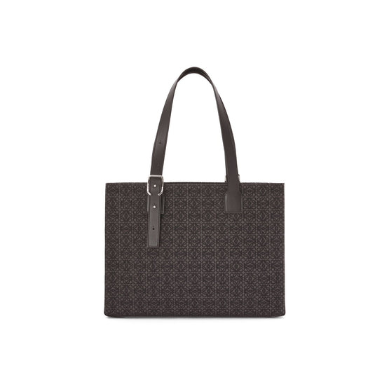 Men Buckle Horizontal Tote Anagram - Anthracite/Black