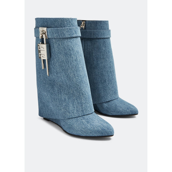 Women Shark Ankle Boots - Medium Blue