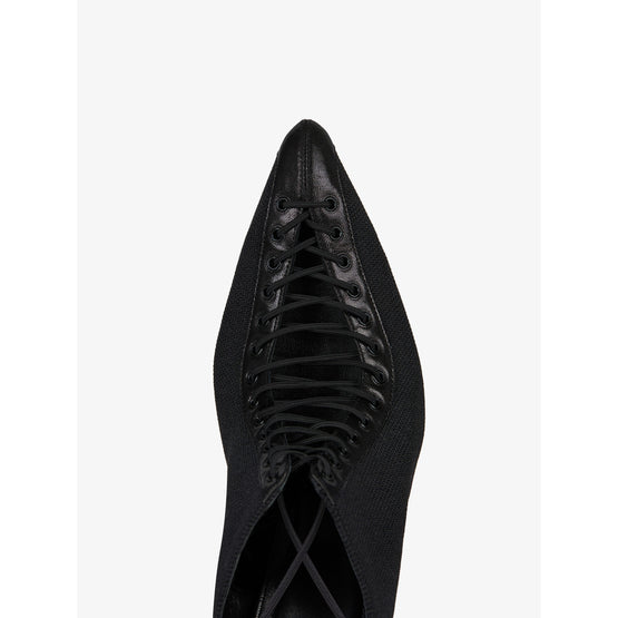 Women Lace Up Mules - Black