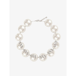 Women Stitch Necklace - White/Silvery