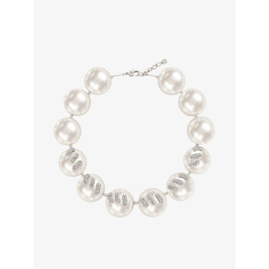 Women Stitch Necklace - White/Silvery