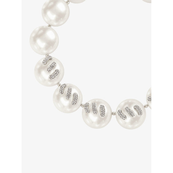 Women Stitch Necklace - White/Silvery