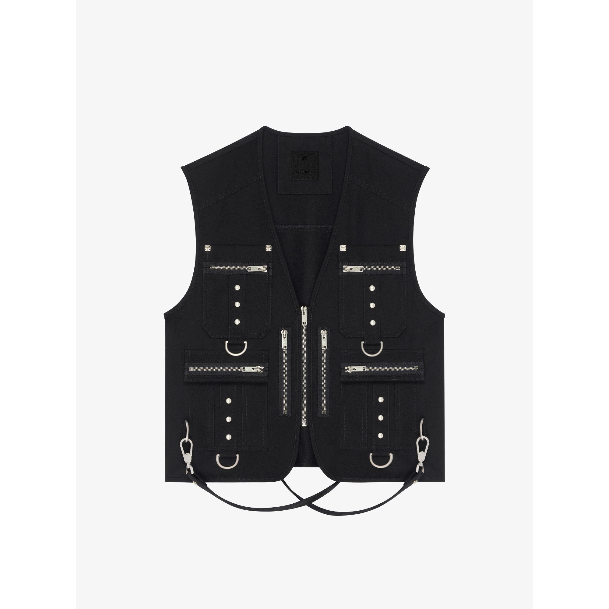 Men Multipockets  & Strap Vest - Black