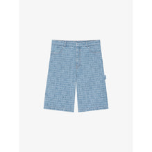 Men Carpenter Long Denim Shorts - Light Blue