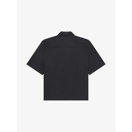 Men Ss Boxy Fit Shirt W/ Hawaiian Collar - Black