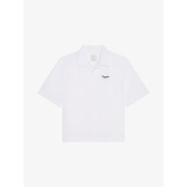 Men Ss Boxy Fit Shirt W/ Hawaiian Collar - White