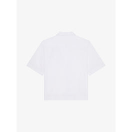 Men Ss Boxy Fit Shirt W/ Hawaiian Collar - White