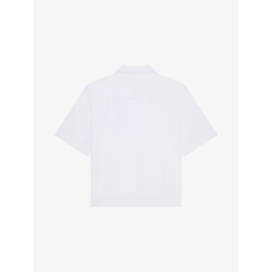 Men Ss Boxy Fit Shirt W/ Hawaiian Collar - White