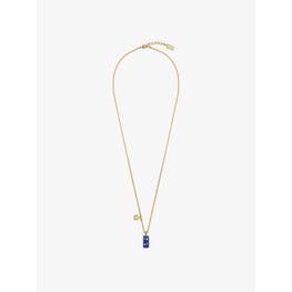 Men G Cube Golden Blue Pendant Necklace - Royal Blue