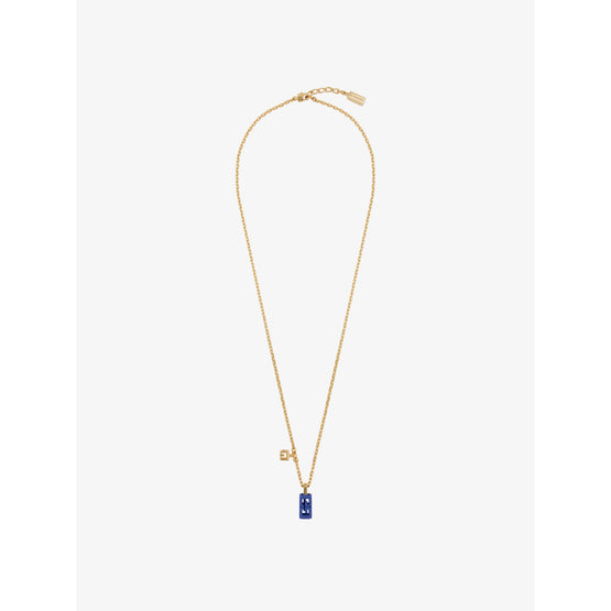 Men G Cube Golden Blue Pendant Necklace - Royal Blue