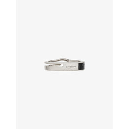 Men Giv Cut Leather Ring - Black/Silvery