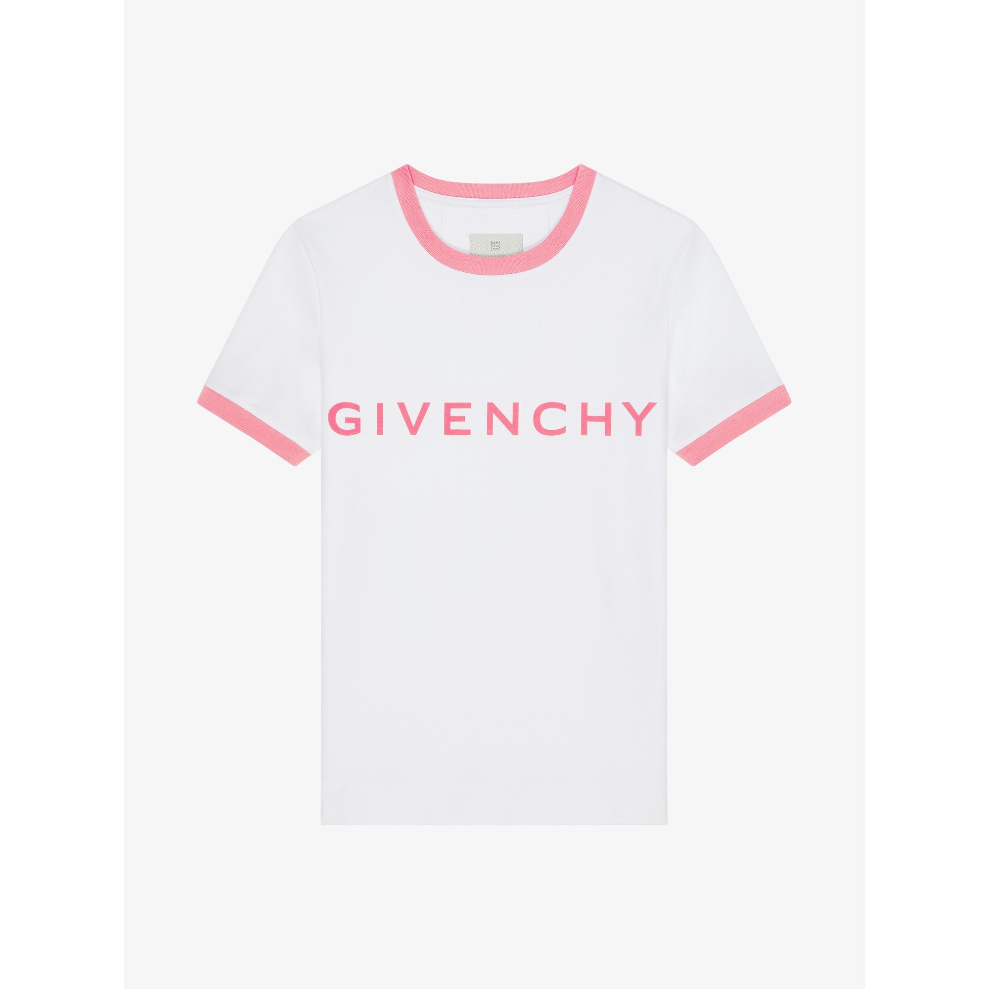 Women Ringer T Shirt - White/Pink