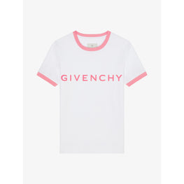 Women Ringer T Shirt - White/Pink