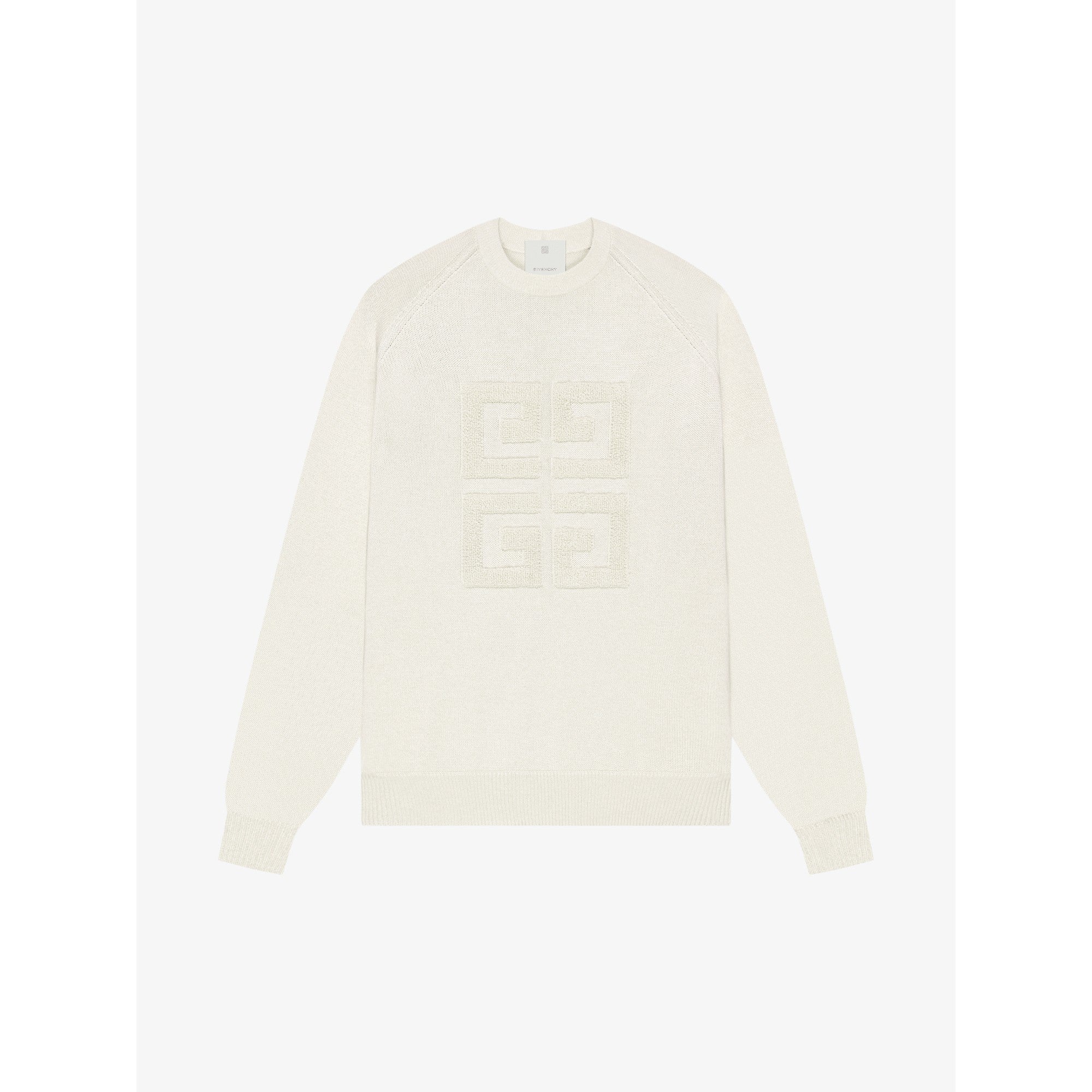 Women Bicolor Crewneck Sweater W/ Front 4G - Ivory