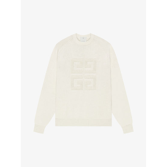 Women Bicolor Crewneck Sweater W/ Front 4G - Ivory