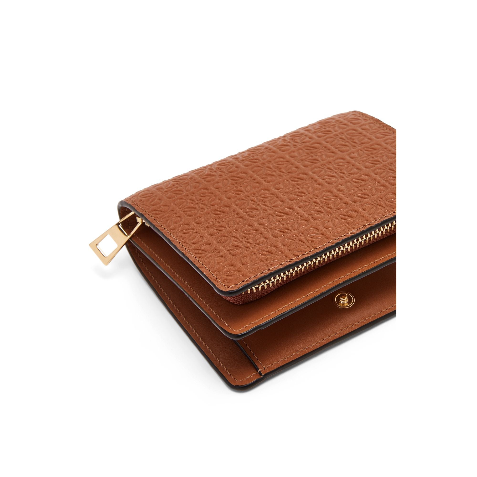 Women Repeat Compact Zip Wallet - Tan