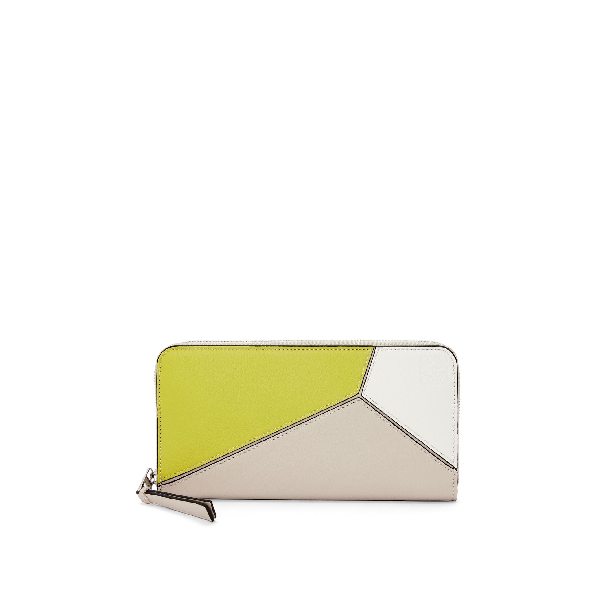 Women Puzzle Zip Around Wallet - Lime Yellow/Light Oat