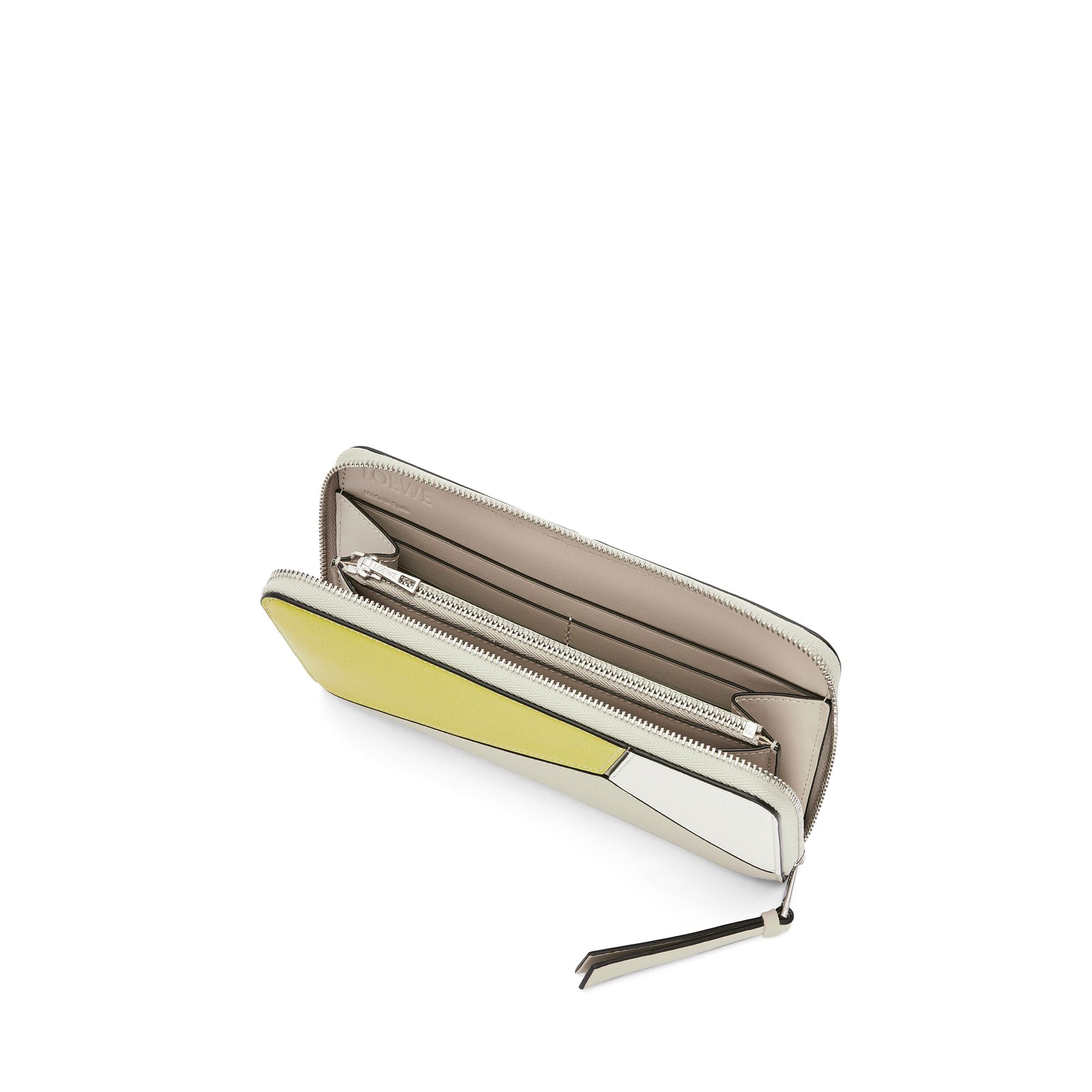 Women Puzzle Zip Around Wallet - Lime Yellow/Light Oat