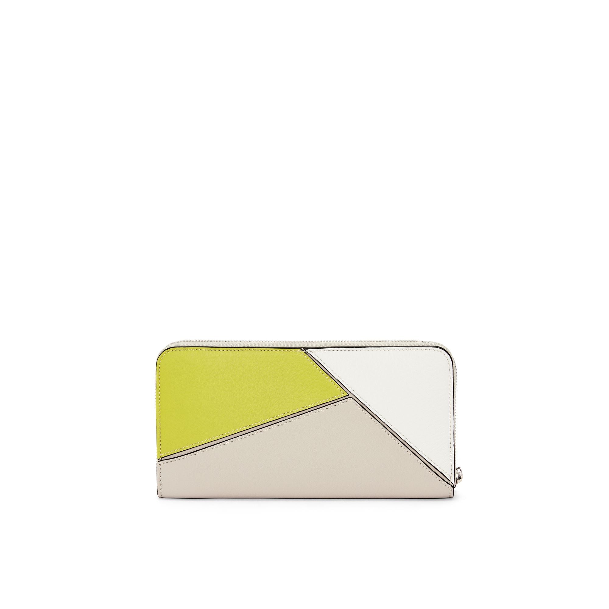 Women Puzzle Zip Around Wallet - Lime Yellow/Light Oat