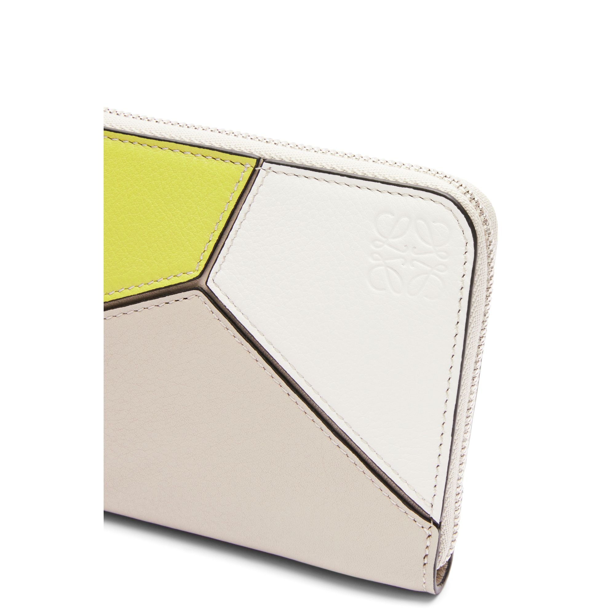 Women Puzzle Zip Around Wallet - Lime Yellow/Light Oat