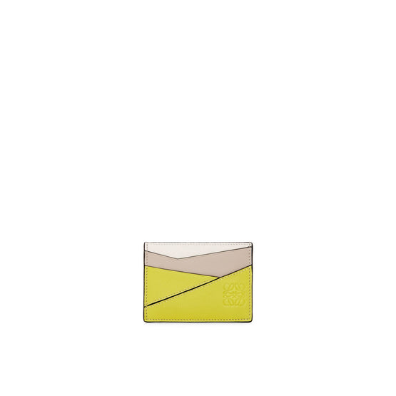 Women Puzzle Plain Cardholder - Lime Yellow/Light Oat