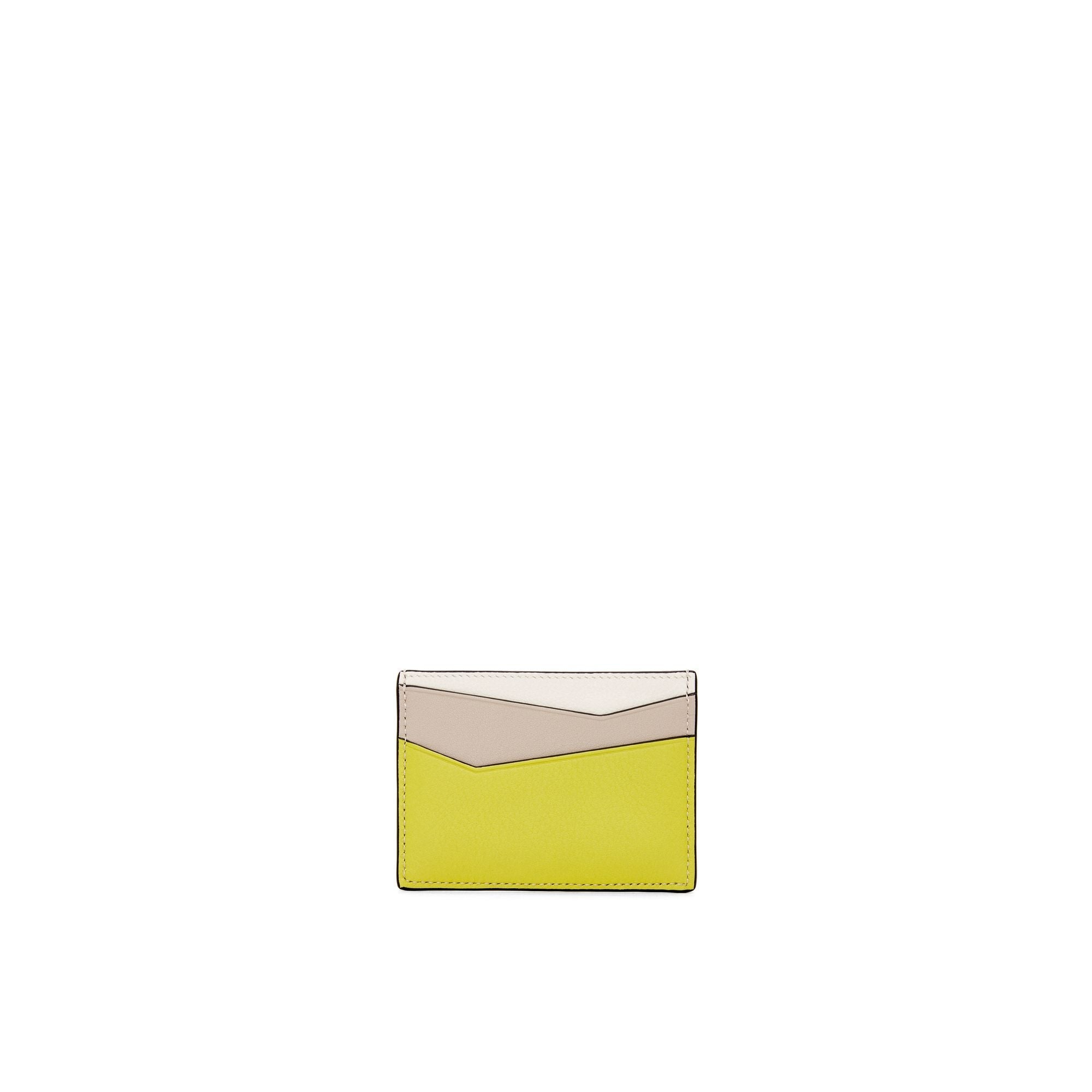 Women Puzzle Plain Cardholder - Lime Yellow/Light Oat