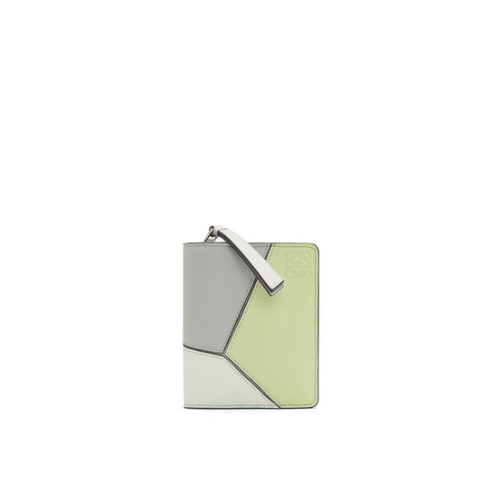 Women Puzzle Compact Zip Wallet - Ash Grey/Light Celadon