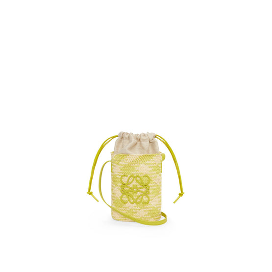Women Anagram Square Pocket Checks - Natural/Lime Green