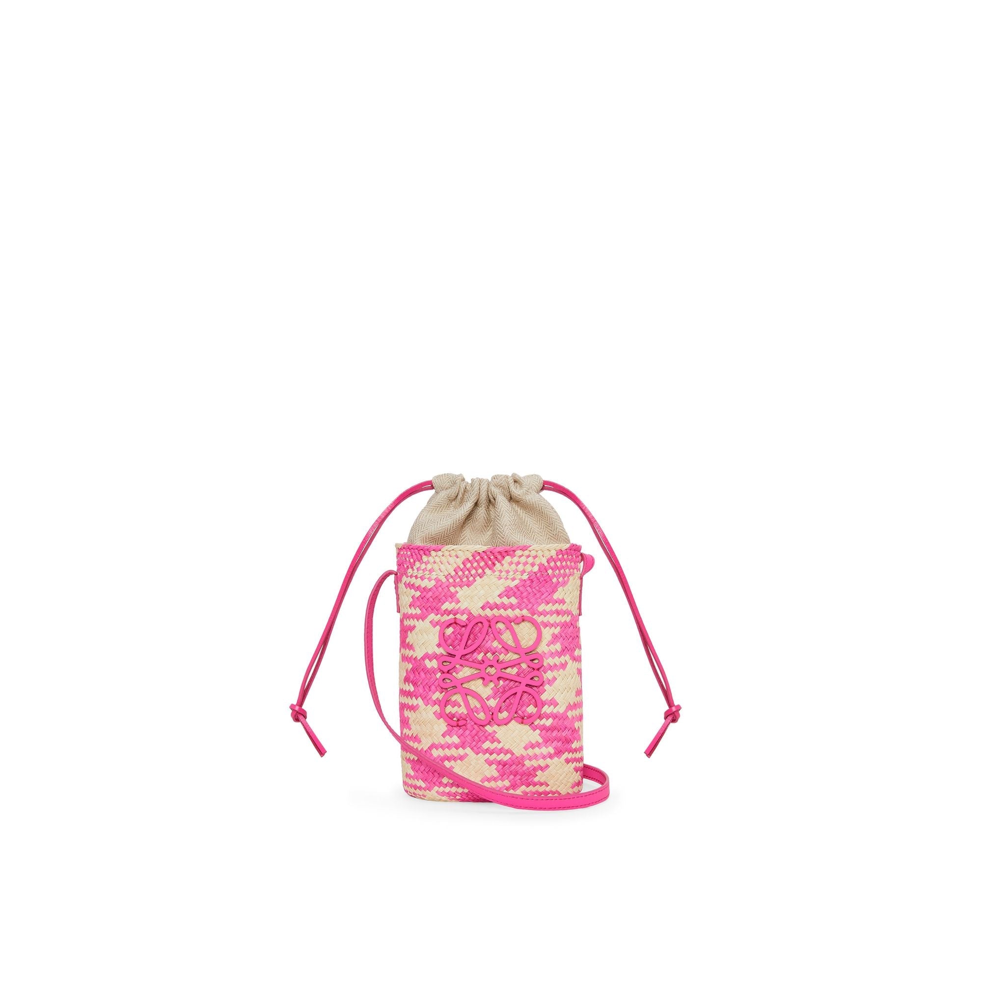 Women Anagram Square Pocket Checks - Natural/Fuchsia