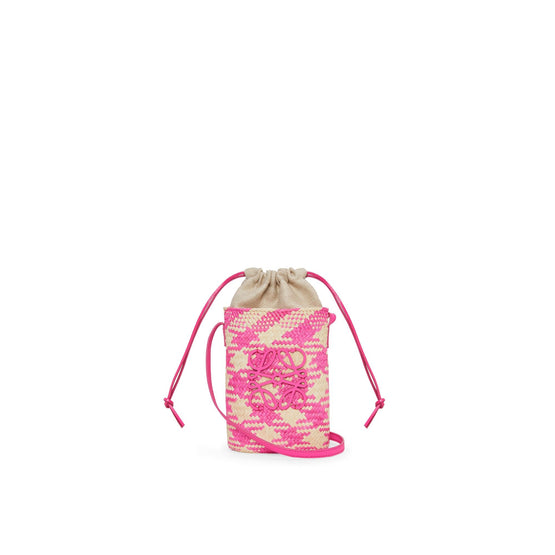 Women Anagram Square Pocket Checks - Natural/Fuchsia