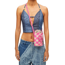 Women Anagram Square Pocket Checks - Natural/Fuchsia