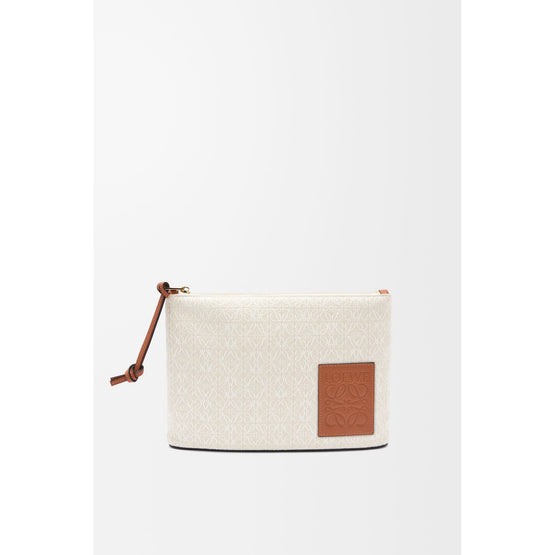 Women Oblong Pouch Anagram - Ecru/Tan