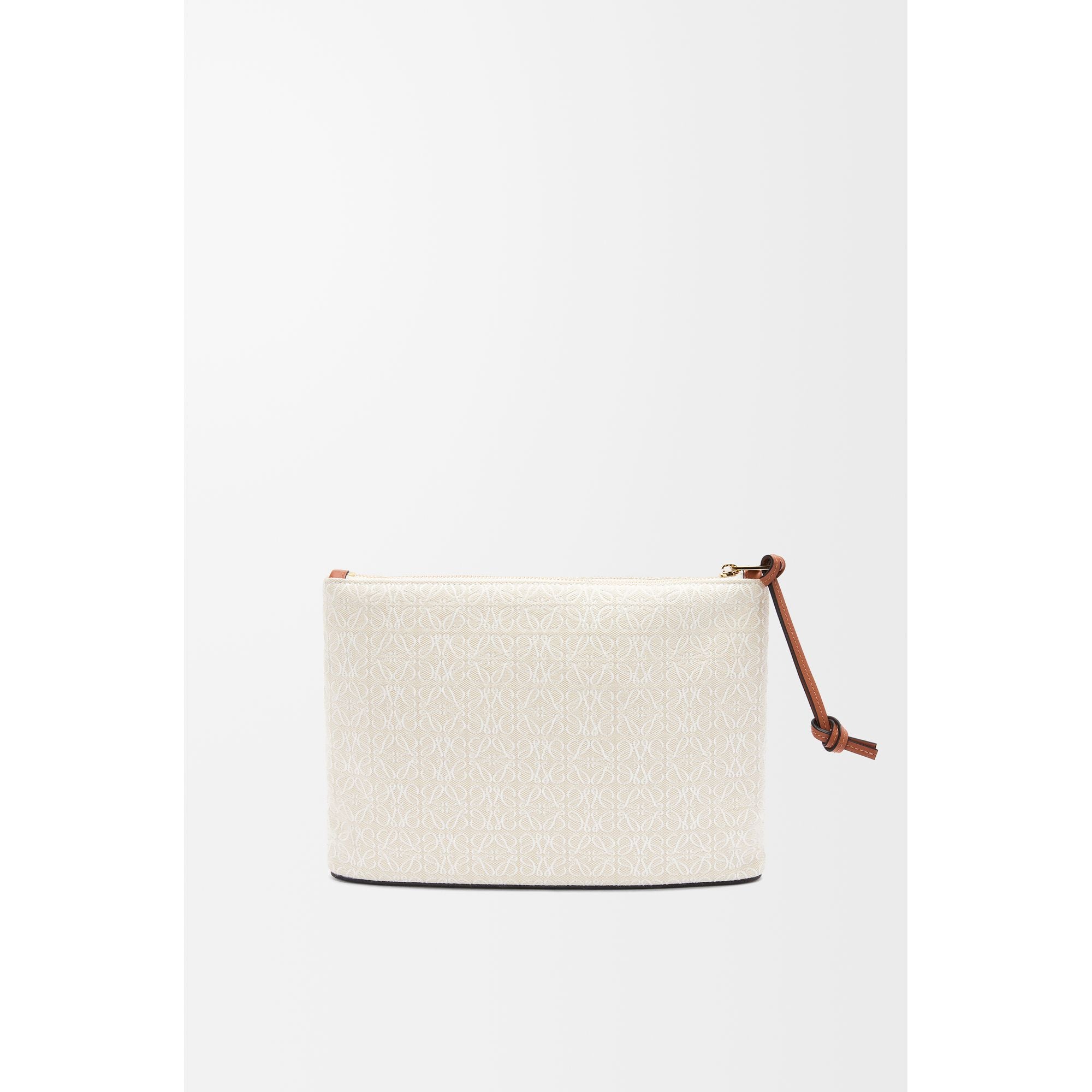 Women Oblong Pouch Anagram - Ecru/Tan