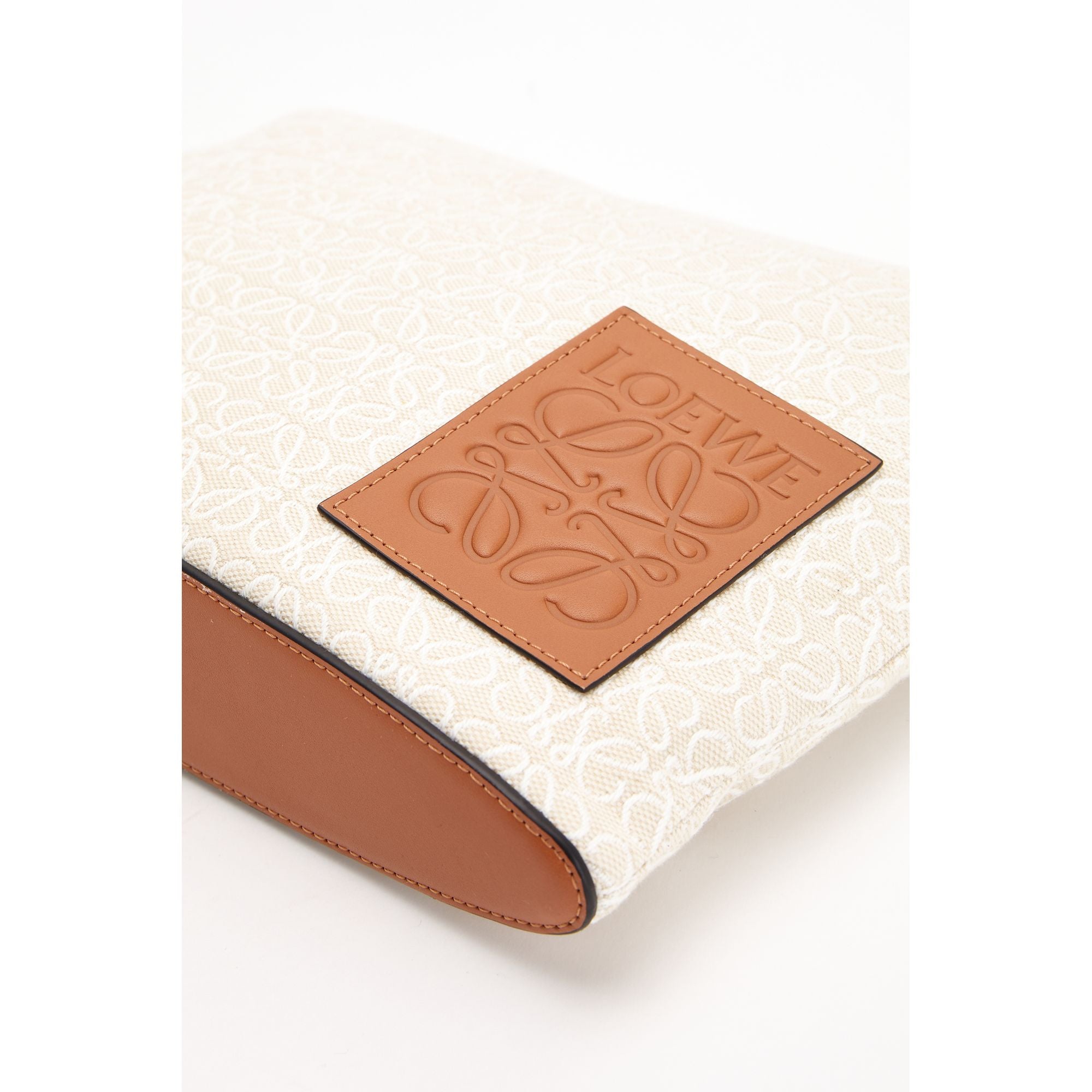 Women Oblong Pouch Anagram - Ecru/Tan