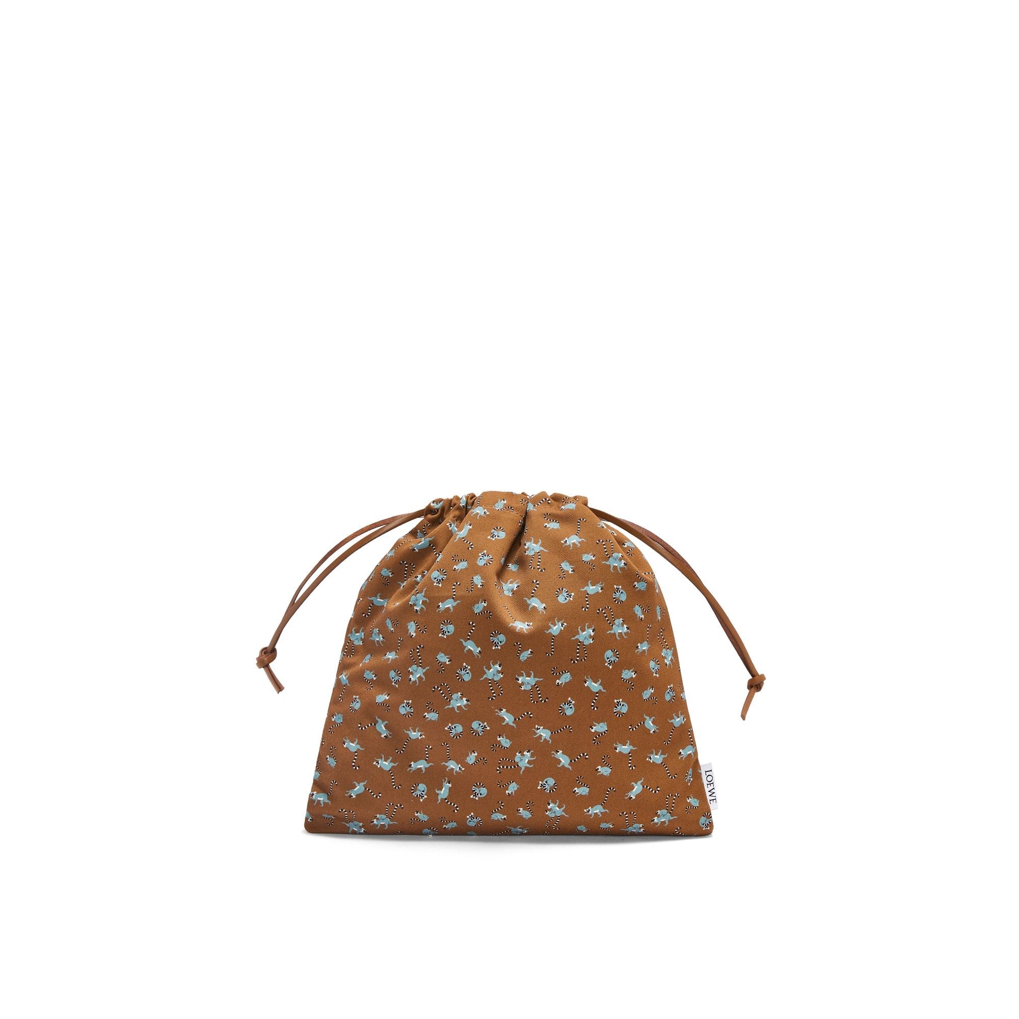 Women Drawstring Pouch Small Lemurs - Oak