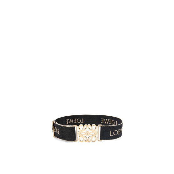 Women Anagram Elastic 5Cm Belt - Black/Gold